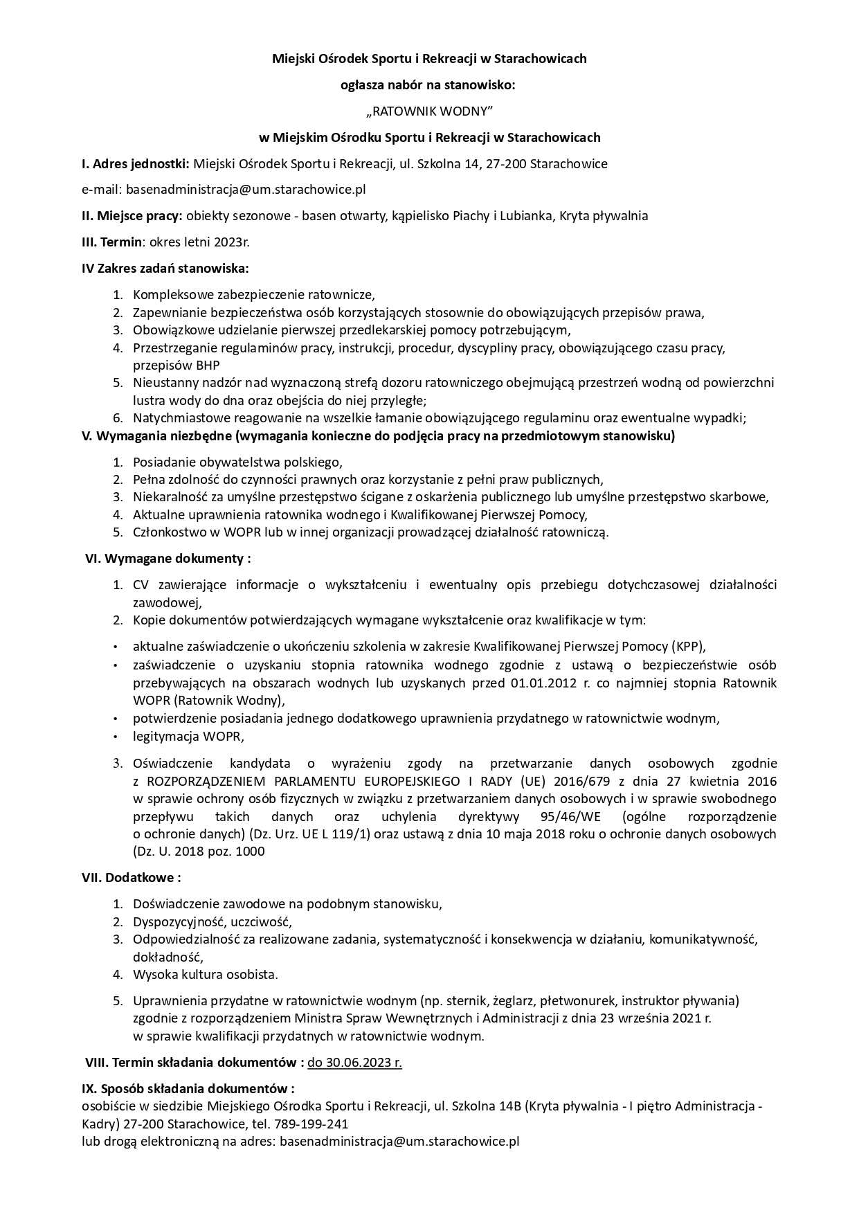 Nabór na ratownika wodnego page 0001